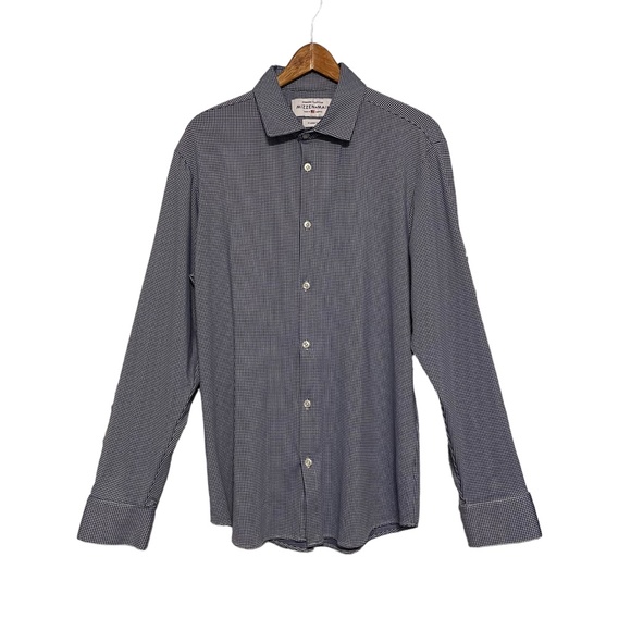Mizzen + Main Dark Blue Gingham Button‎ Front Long Sleeve Shirt Size XL Trim Fit - Picture 1 of 6